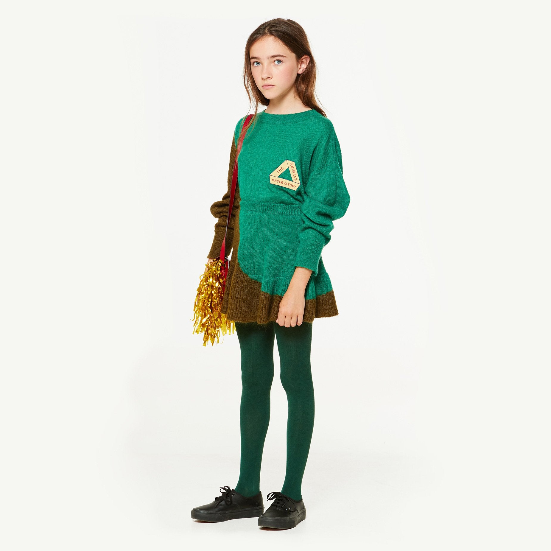 Green Bicolor Bull Sweater MODEL FRONT