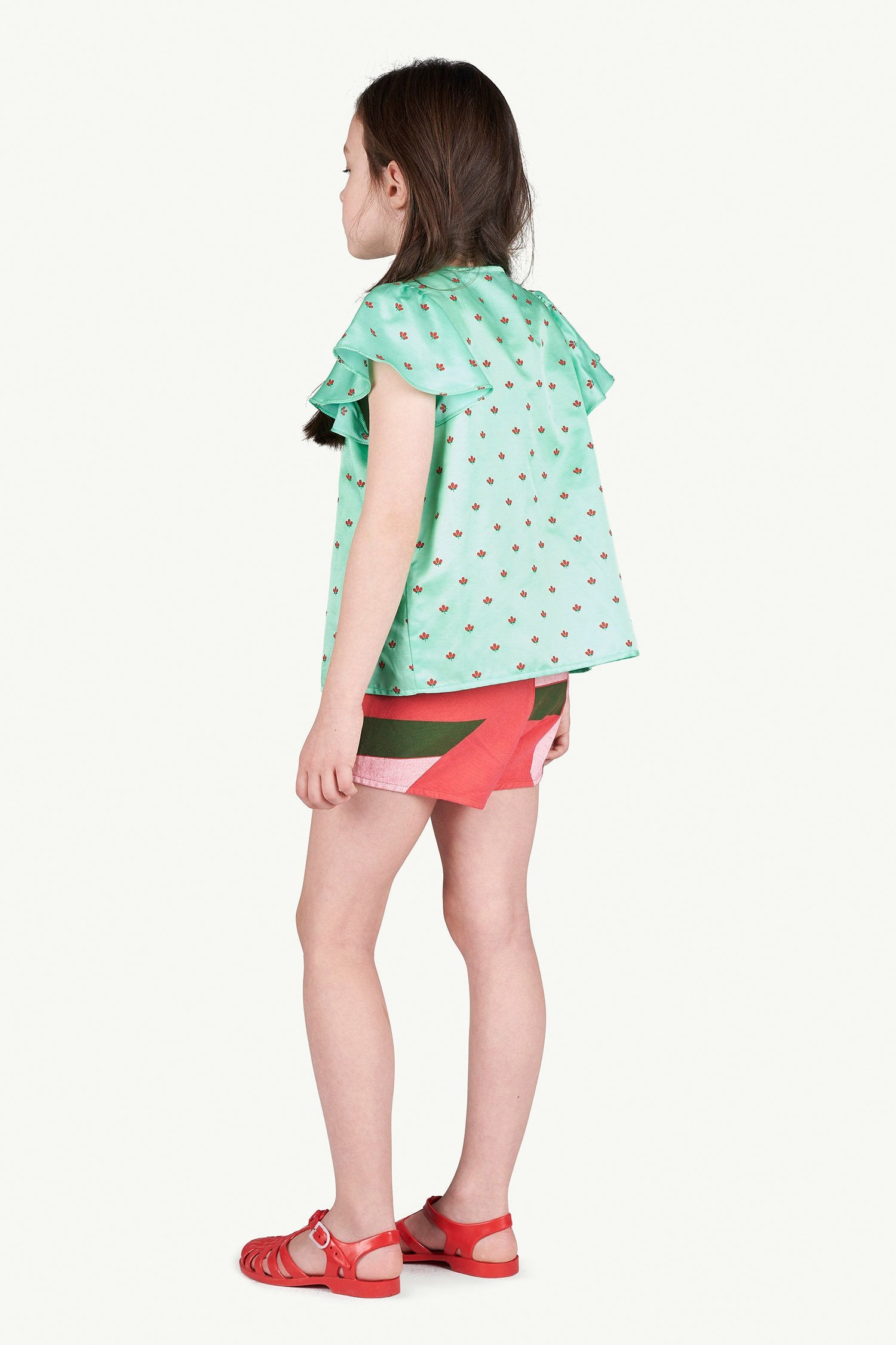 Green Parakeet Blouse MODEL BACK