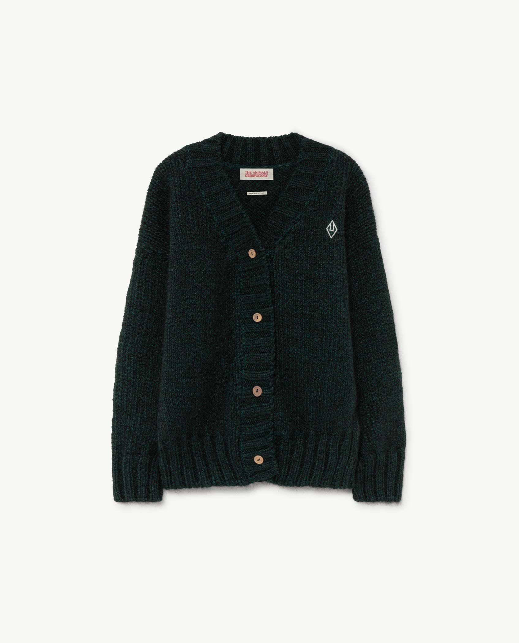 Green Logo Plain Racoon Cardigan PRODUCT FRONT