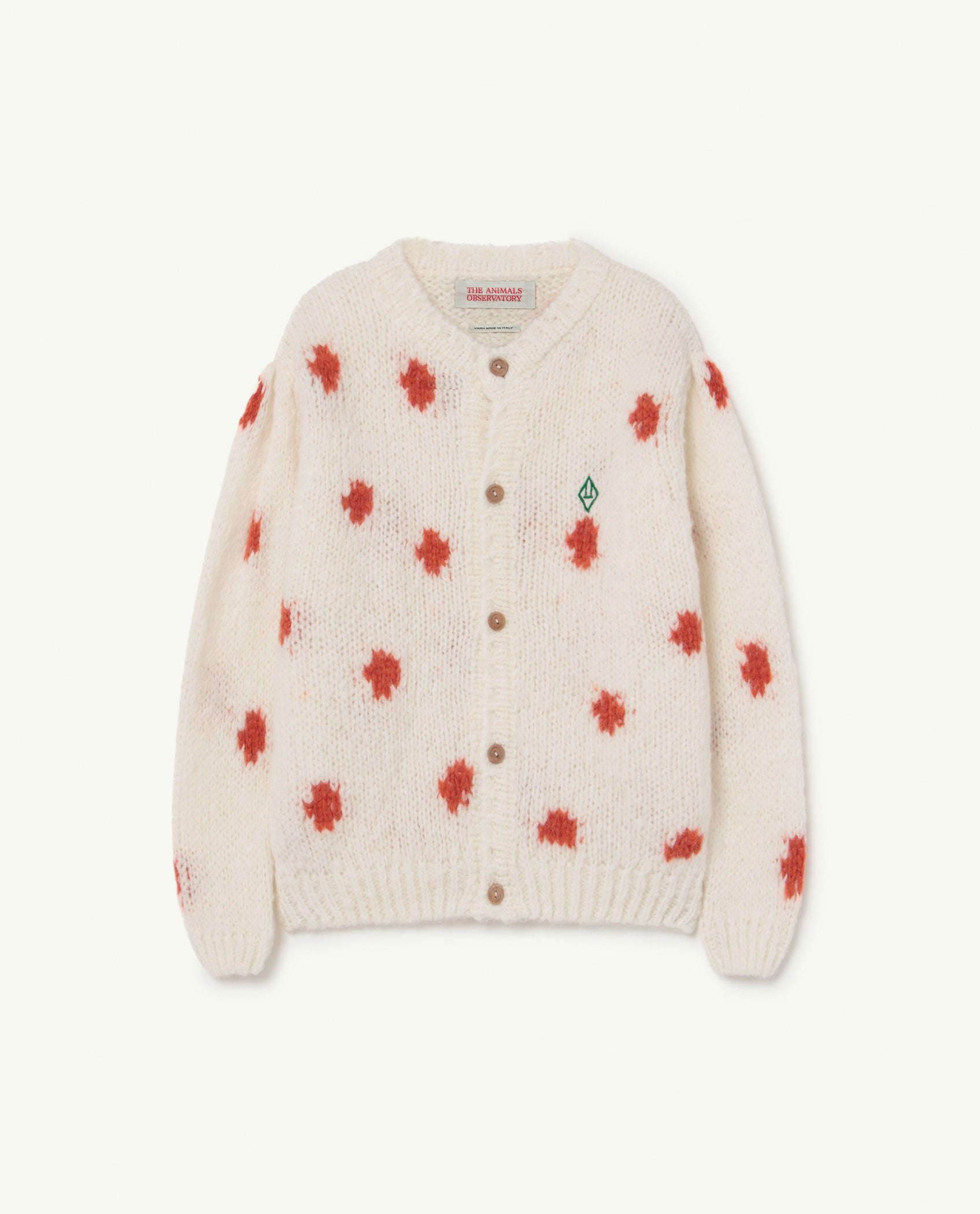 Raw White Logo Dots Racoon Cardigan PRODUCT FRONT