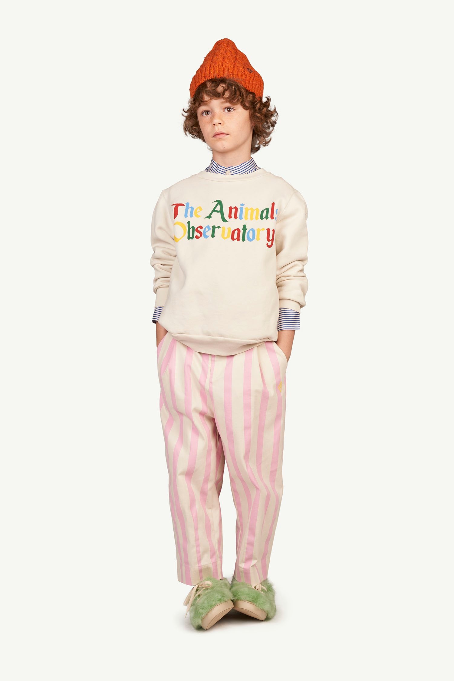 Pink Stripes Emu Trousers MODEL FRONT