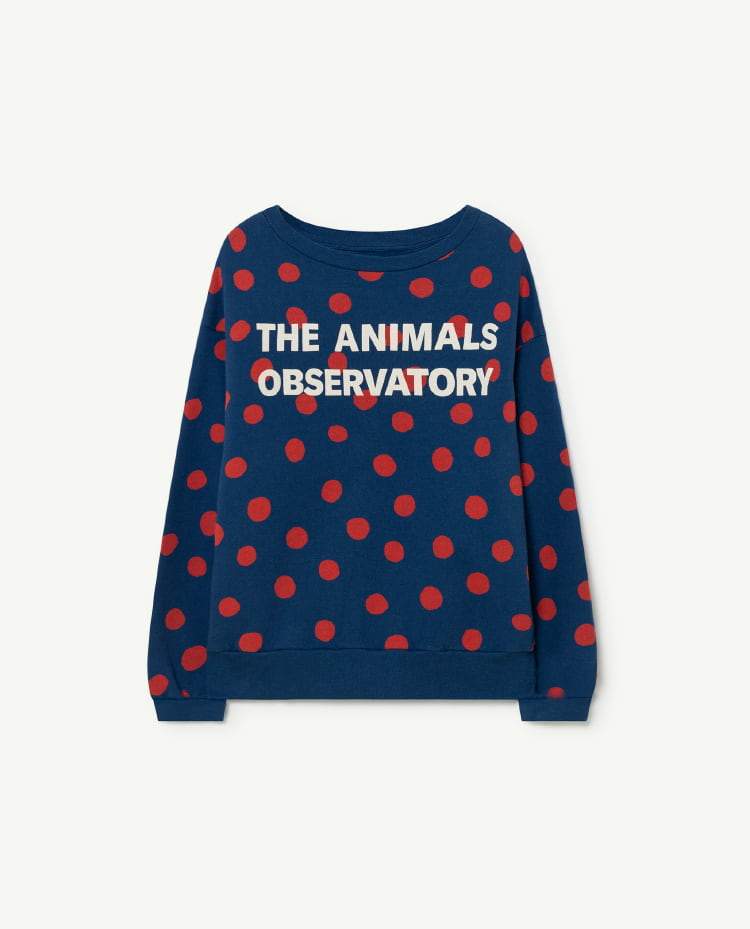 Recycled Blue Red Dots Bear Sweatshirt COVER