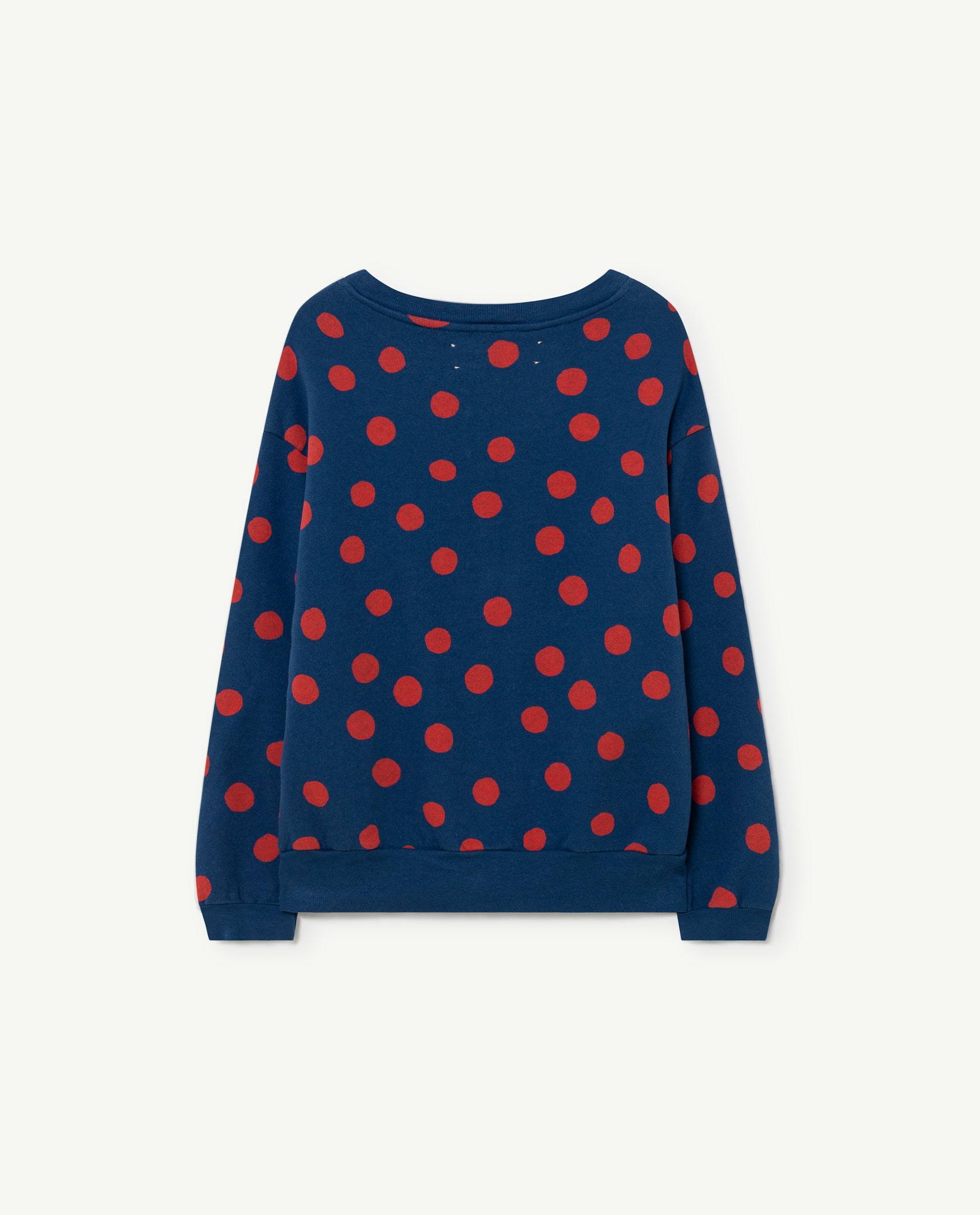 Recycled Blue Red Dots Bear Sweatshirt PRODUCT BACK