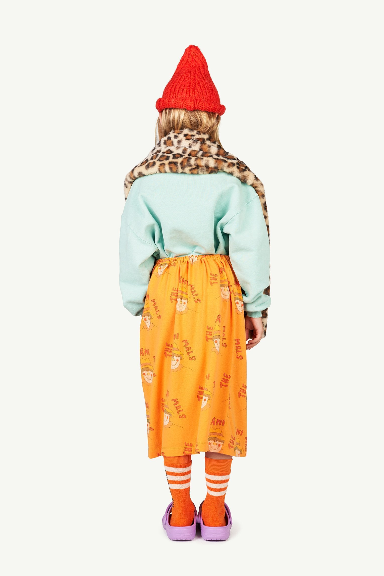 Orange Ladybug Kids Skirt MODEL BACK
