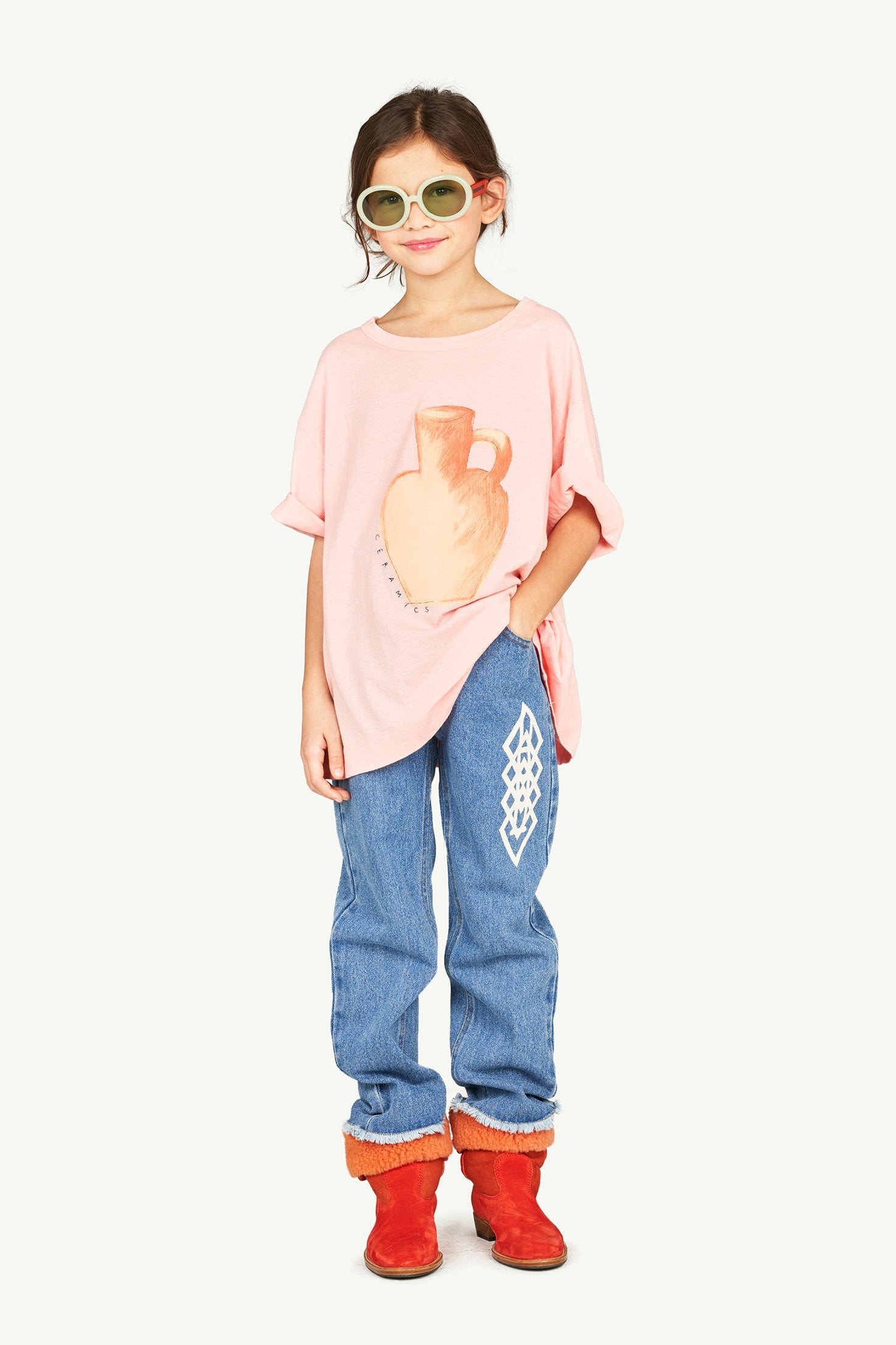 Pink Rooster Oversize T-Shirt MODEL FRONT