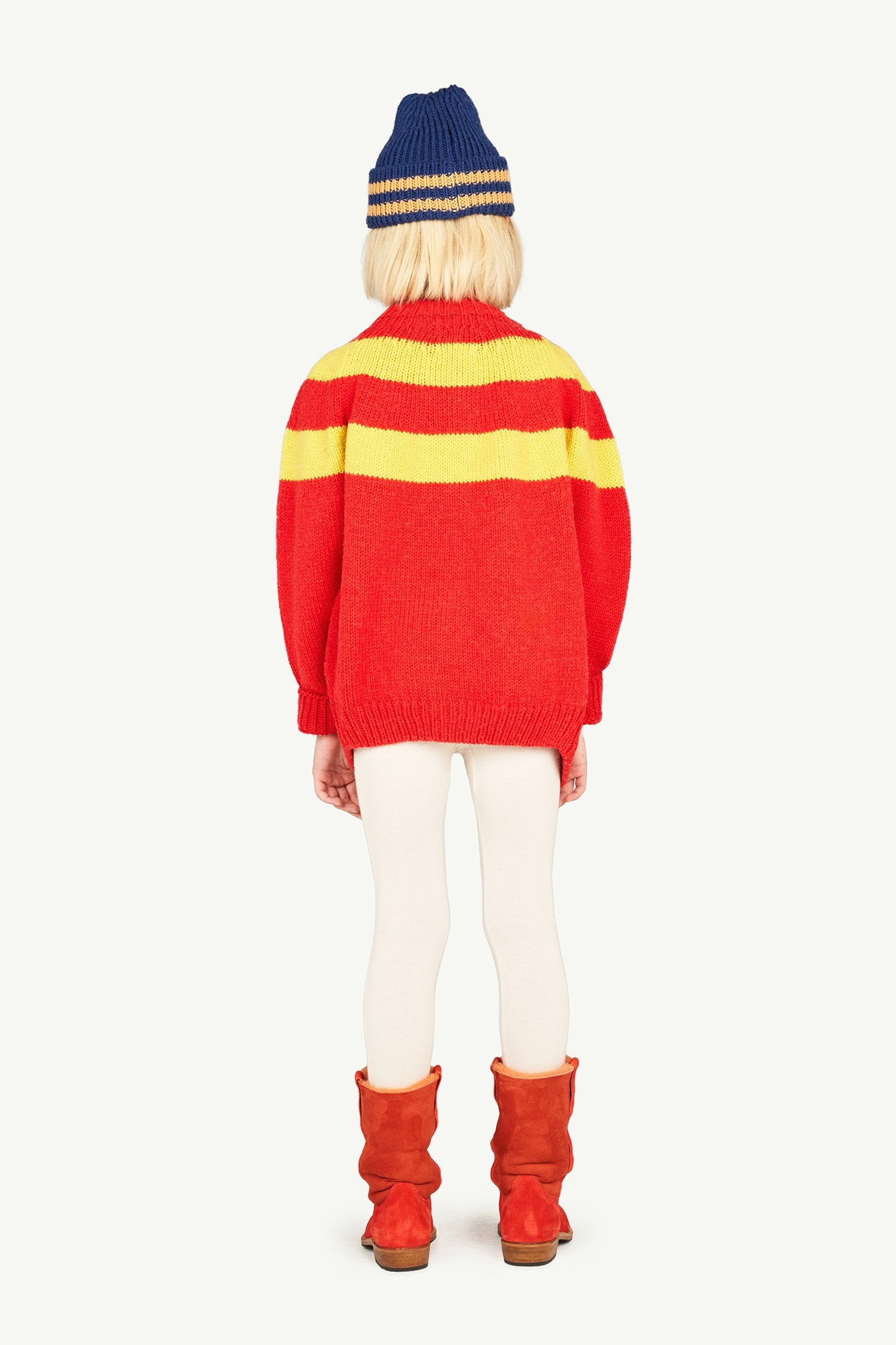 Red Toucan Cardigan MODEL BACK