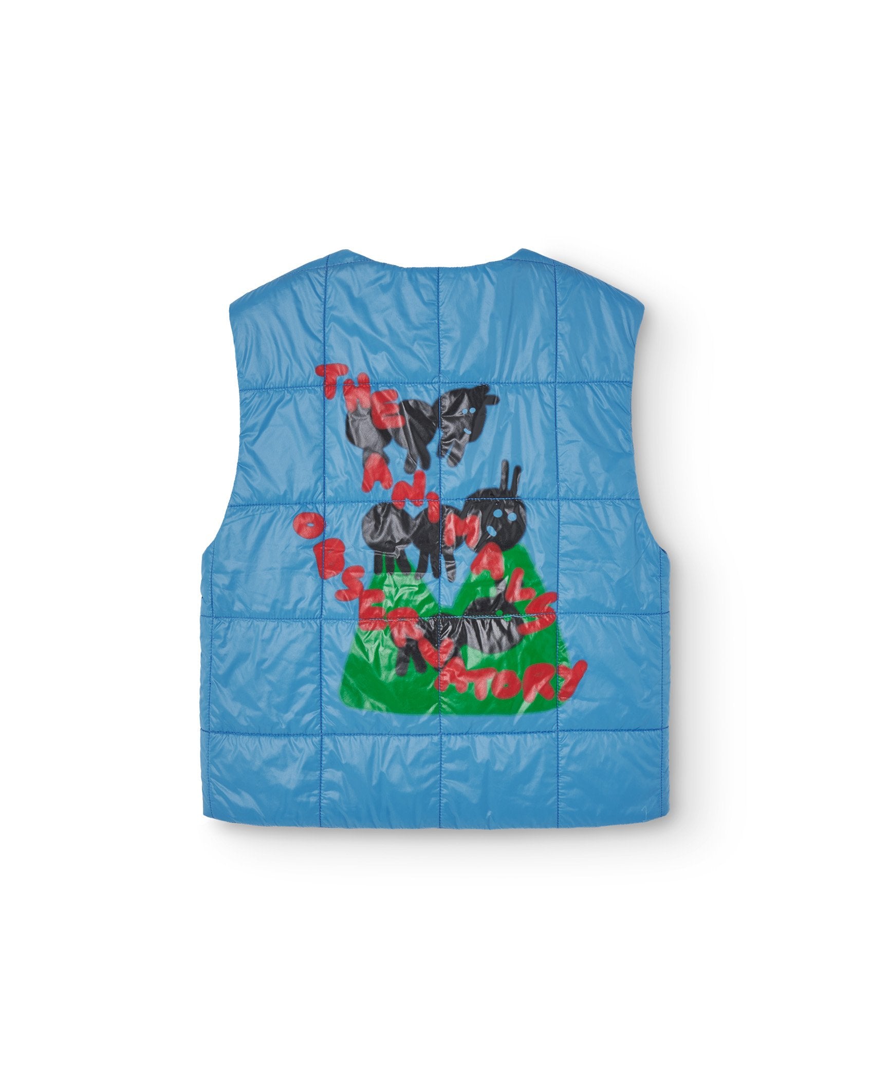 Soft Blue Graffiti Hog Padded Vest PRODUCT BACK