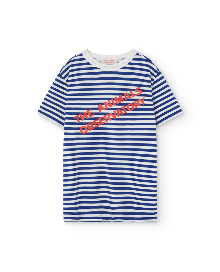 Blue Stripes Rooster T-Shirt COVER