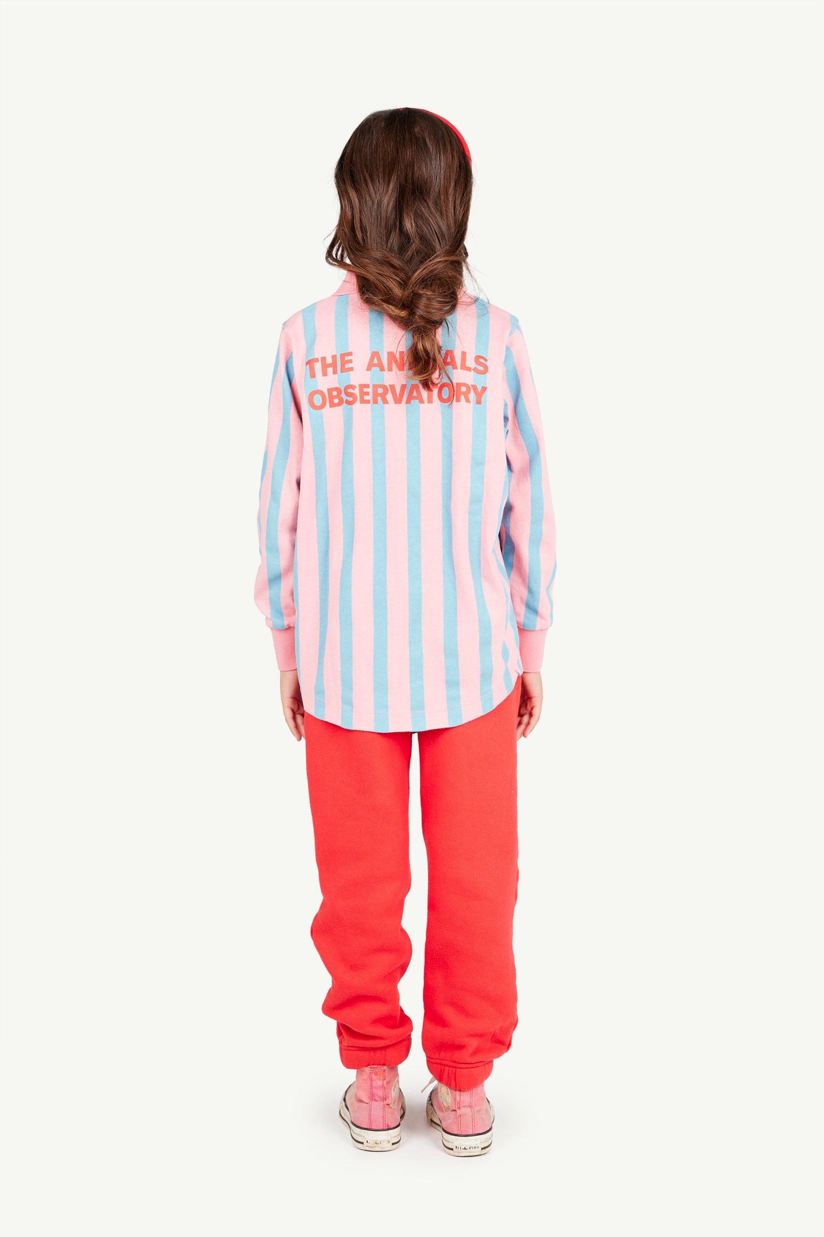 Pink Stripes Eel Polo Shirt MODEL BACK