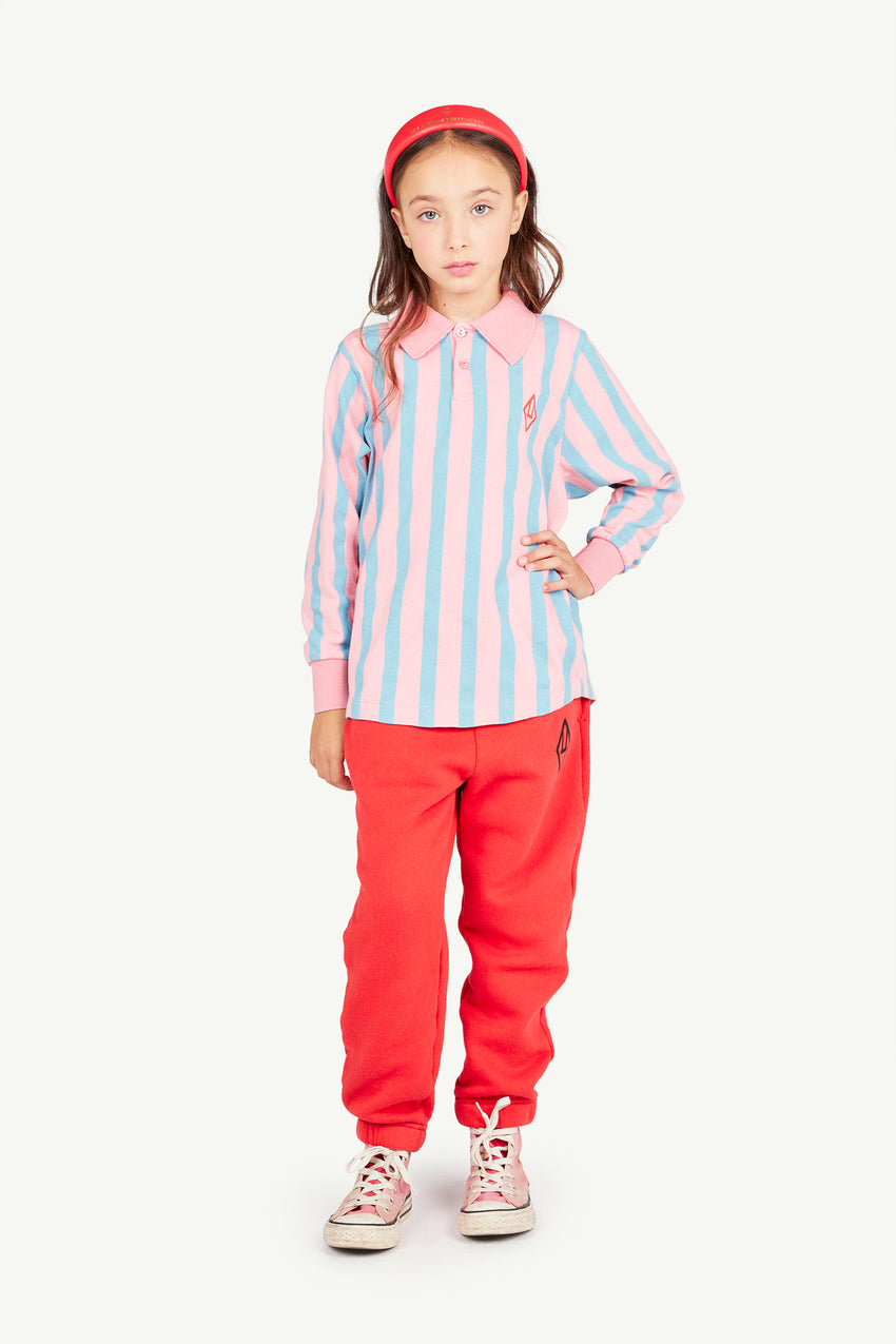 Pink Stripes Eel Polo Shirt MODEL FRONT