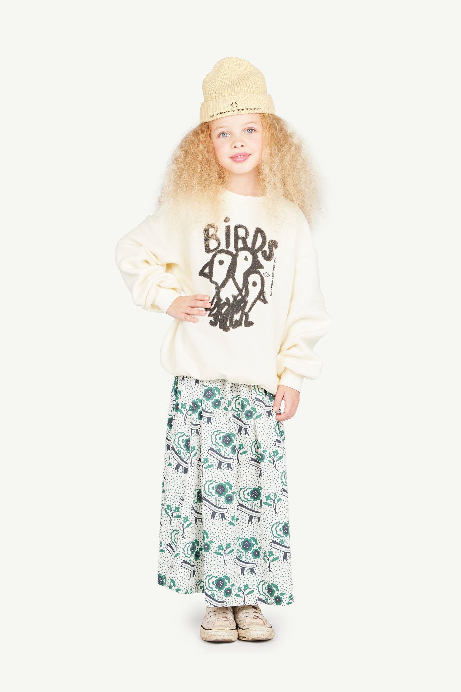 White Flock Bear Sweatshirt MODEL FRONT