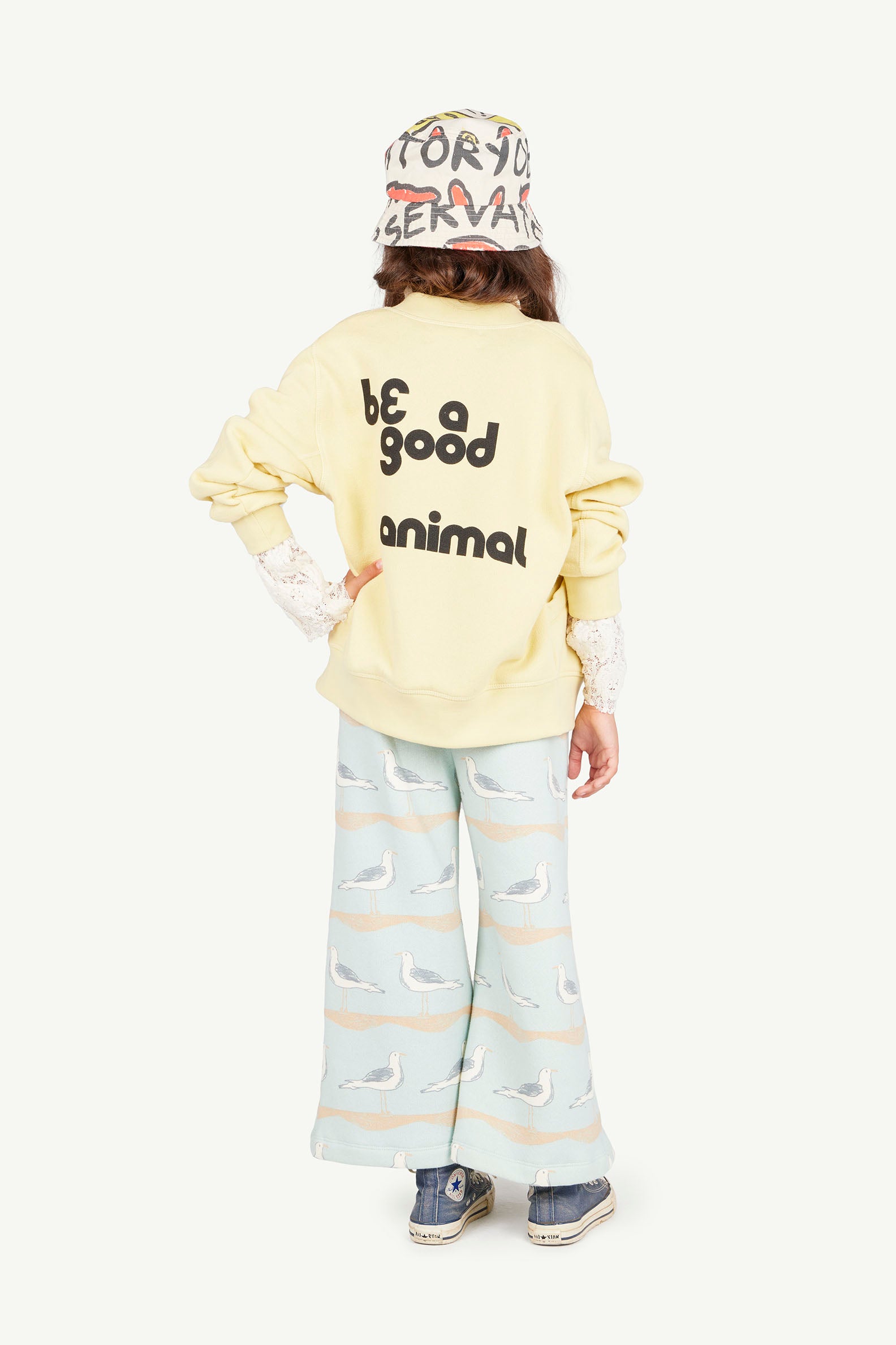 Cream Yellow Zebra Full-Zip Sweatshirt MODEL BACK