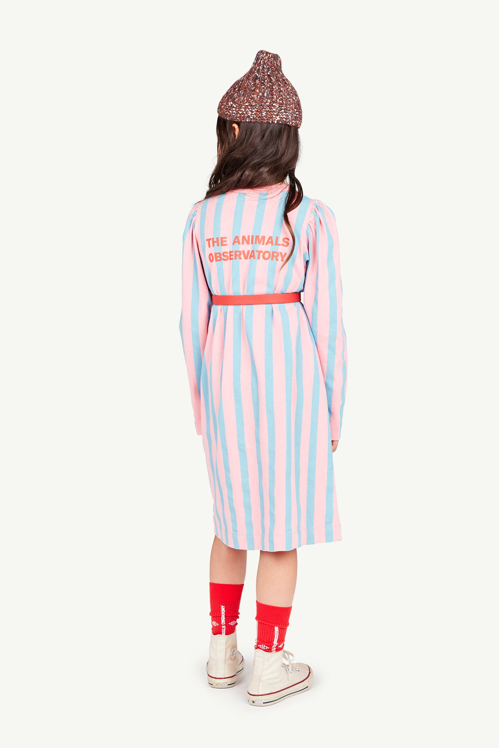 Pink Stripes Dog Dress MODEL BACK