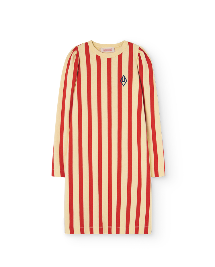 Cream Yellow Stripes Dog Dress COVER