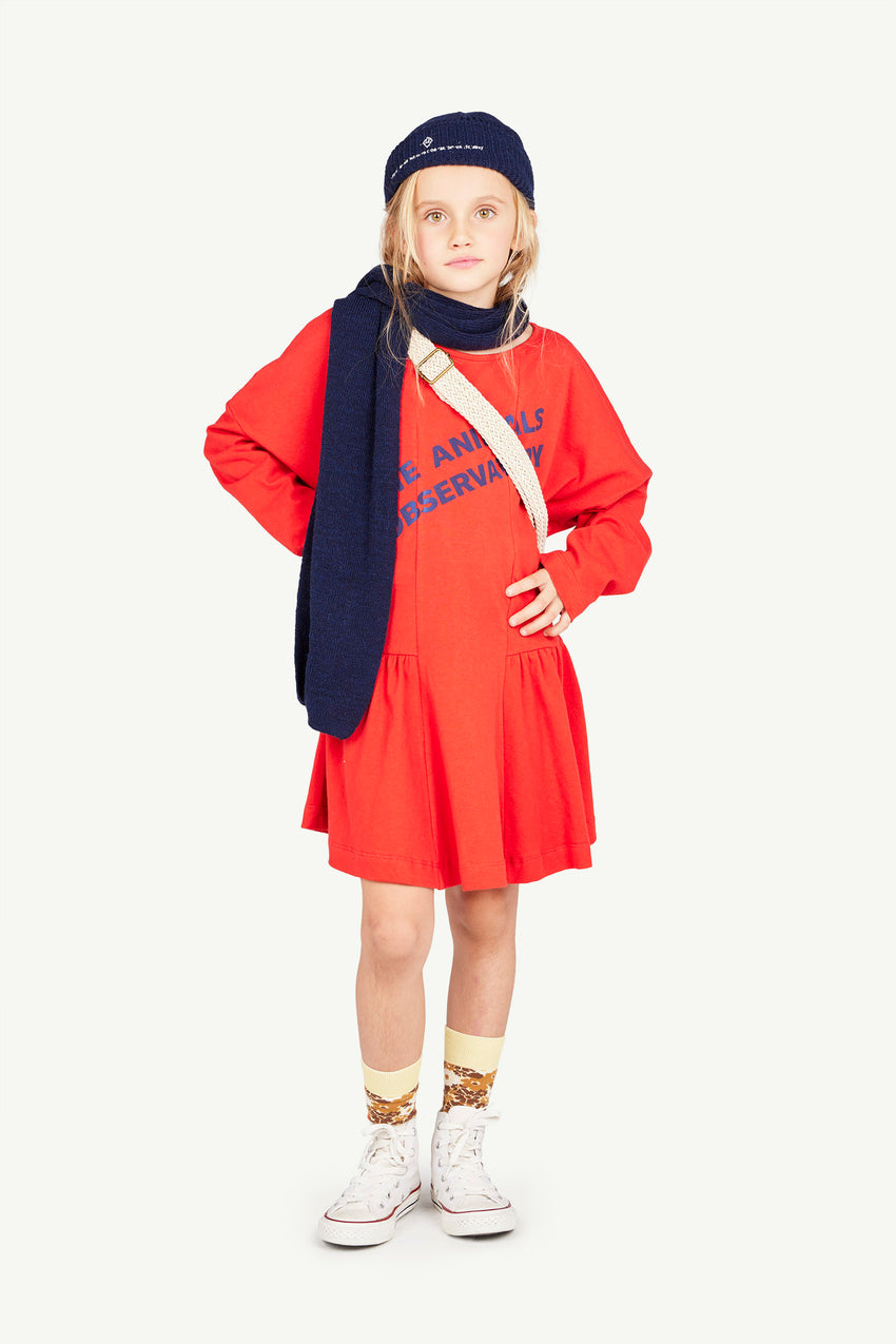 Red Animals Long Walrus Dress MODEL FRONT