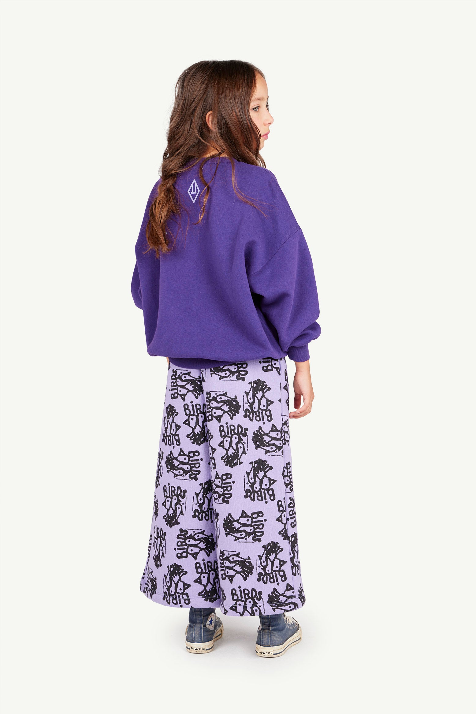 Purple Palazzo Platypus Pants MODEL BACK