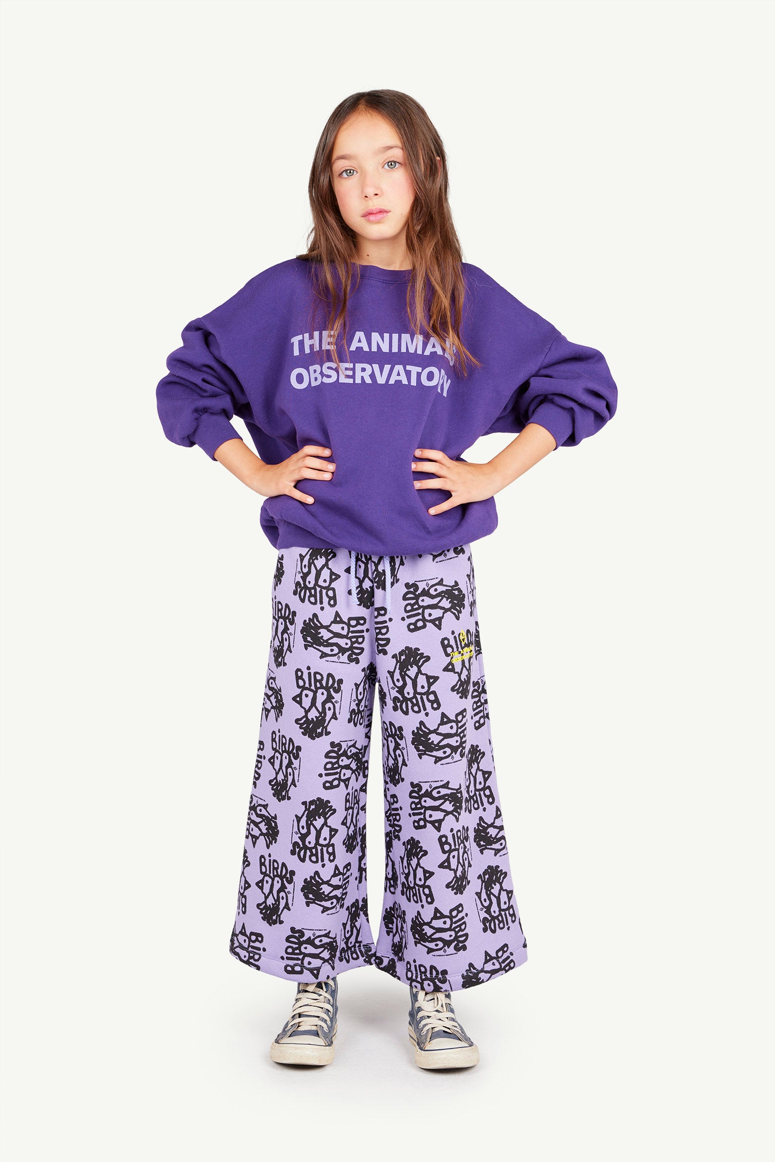 Purple Palazzo Platypus Pants MODEL FRONT