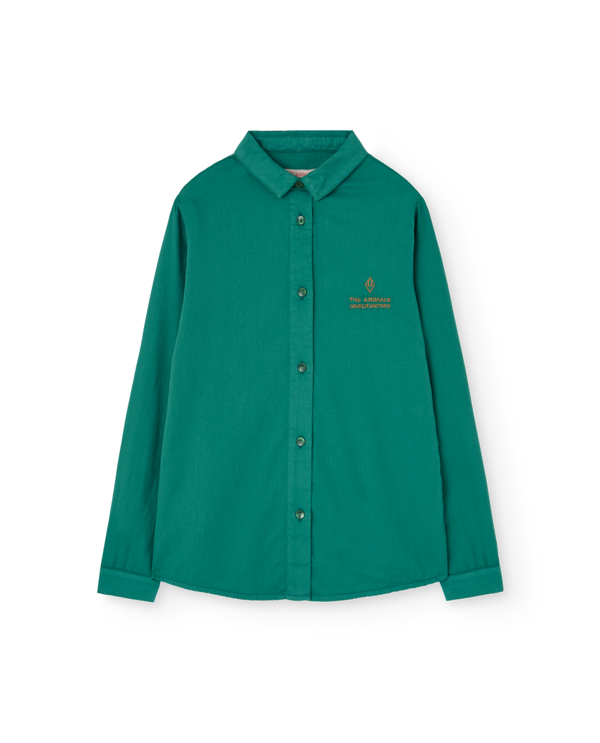 Green Embroidered Wolf Shirt PRODUCT FRONT