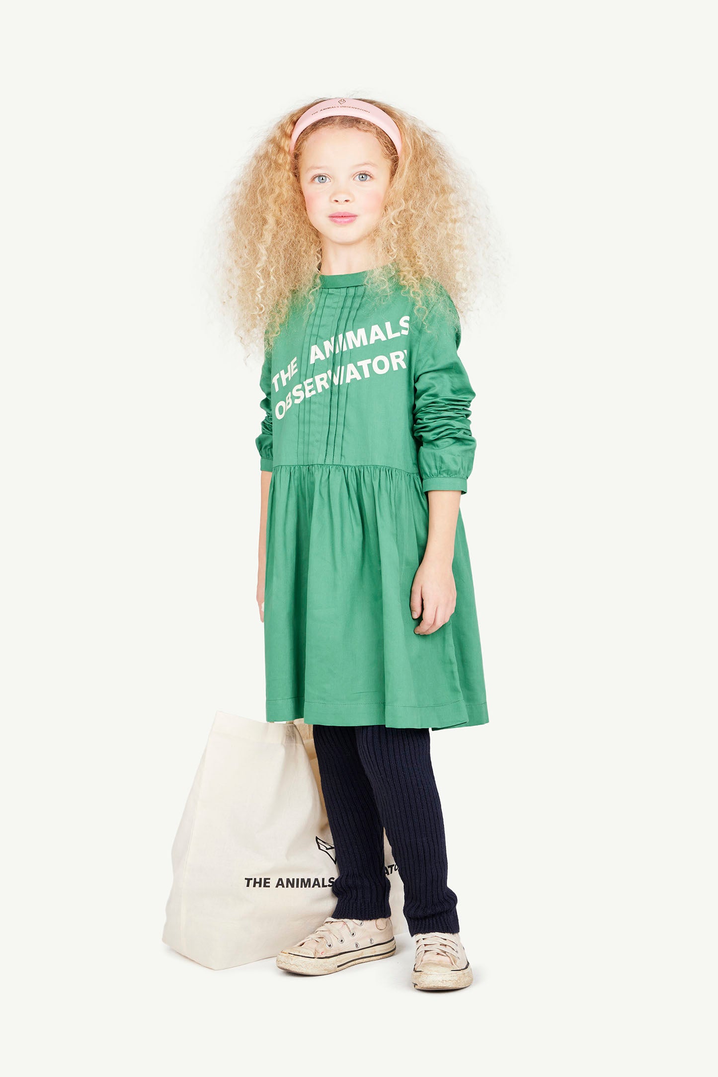 Green Pleat Tortoise Dress MODEL FRONT