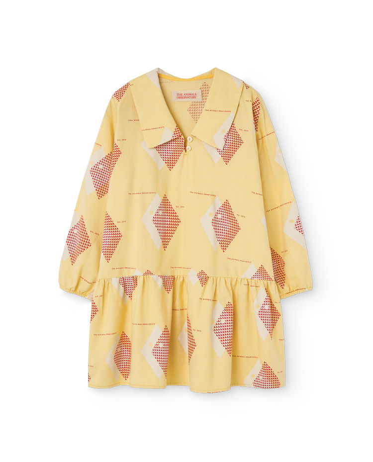 Cream Yellow Rhombus Albatrosss Dress COVER