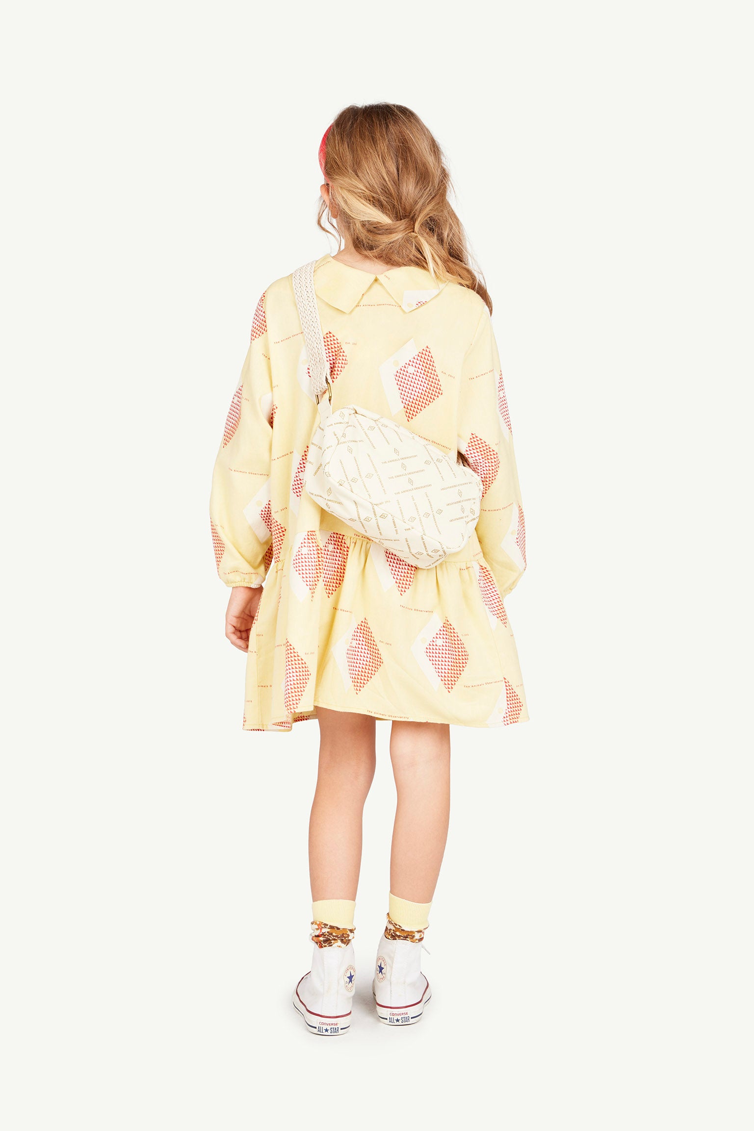 Cream Yellow Rhombus Albatrosss Dress MODEL BACK