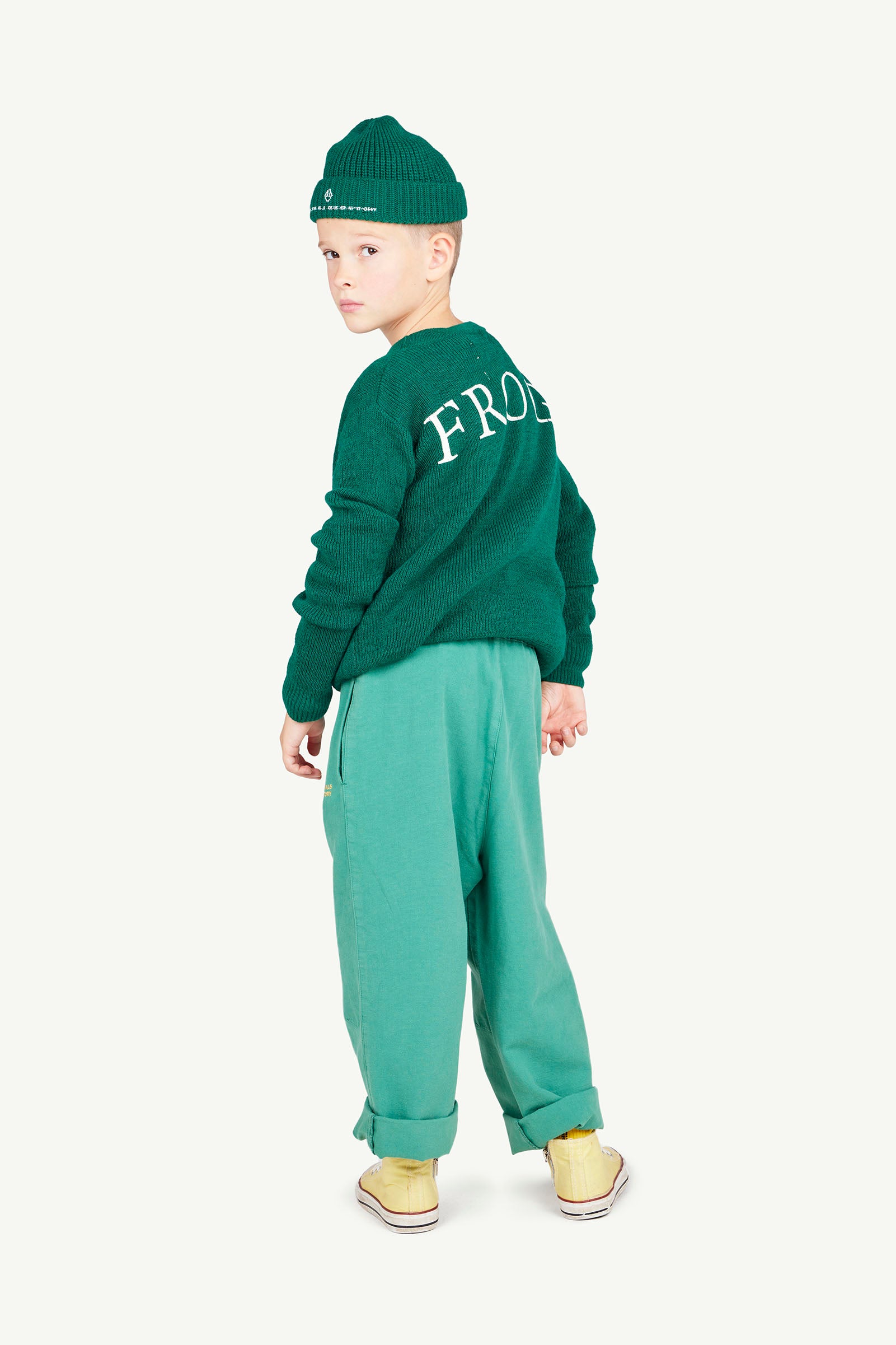 Green Symbol Elephant Pants MODEL BACK