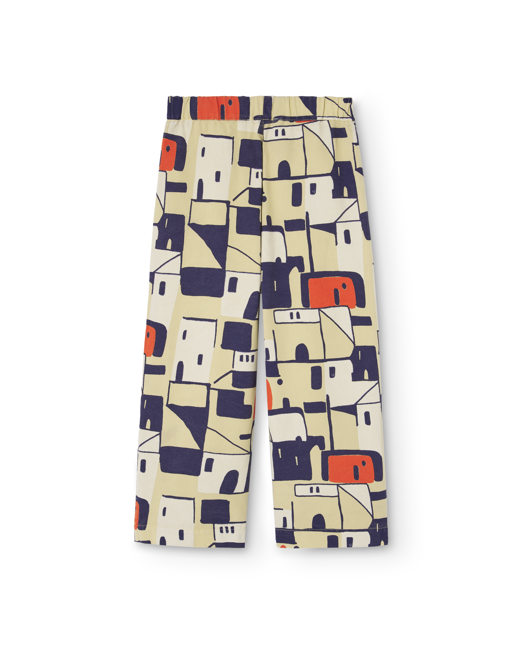 Cream Yellow Houses Elephant Pants PRODUCT BACK