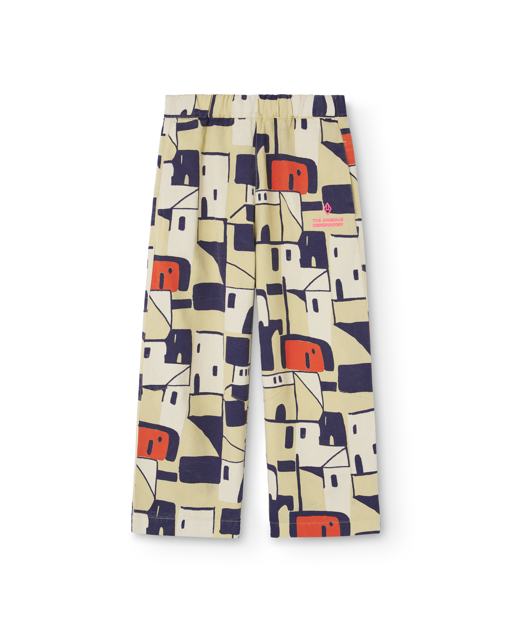 Cream Yellow Houses Elephant Pants PRODUCT FRONT