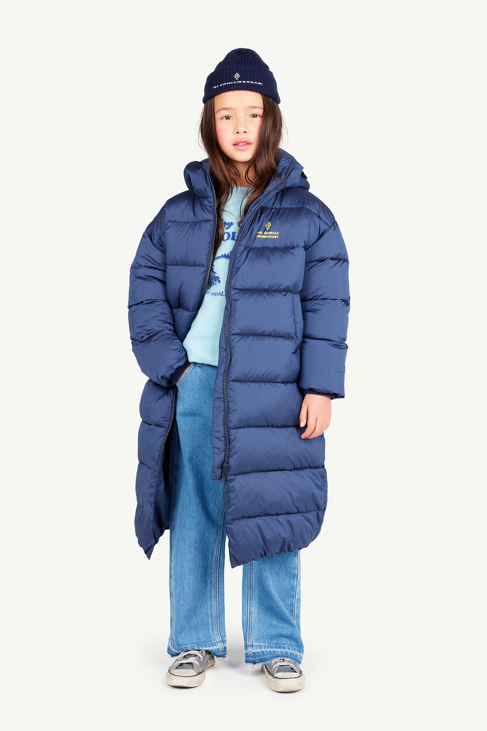 Navy Calf Padded Jacket MODEL FRONT