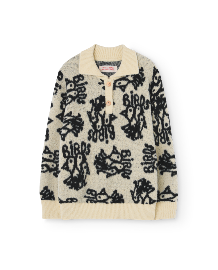 Cream Yellow Raven Polo Sweater COVER