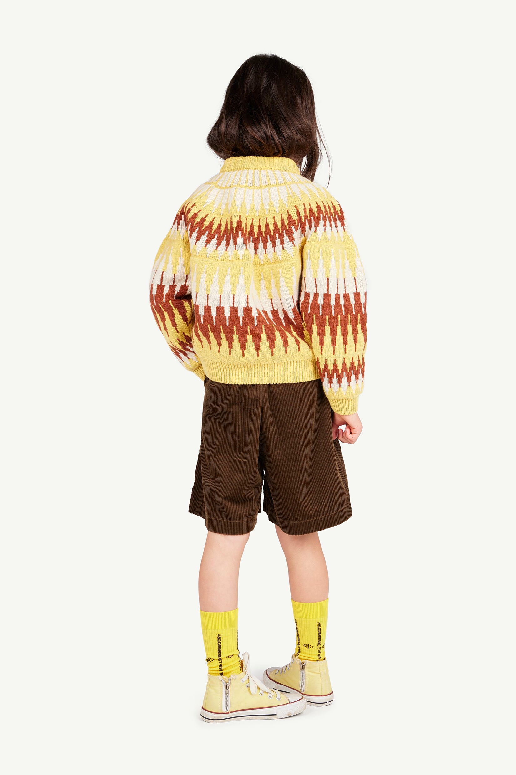 Yellow Zig Zag Bull Sweater MODEL BACK