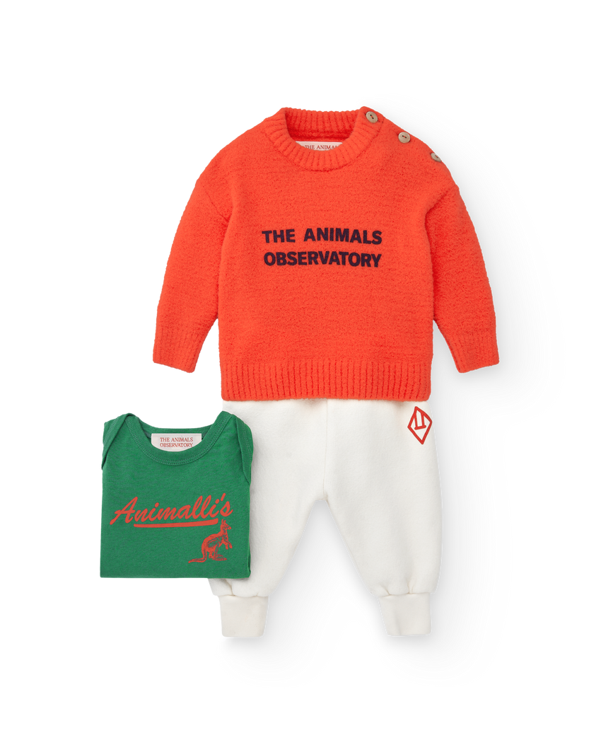 Orange Bobcat Baby Sweater MODEL FRONT