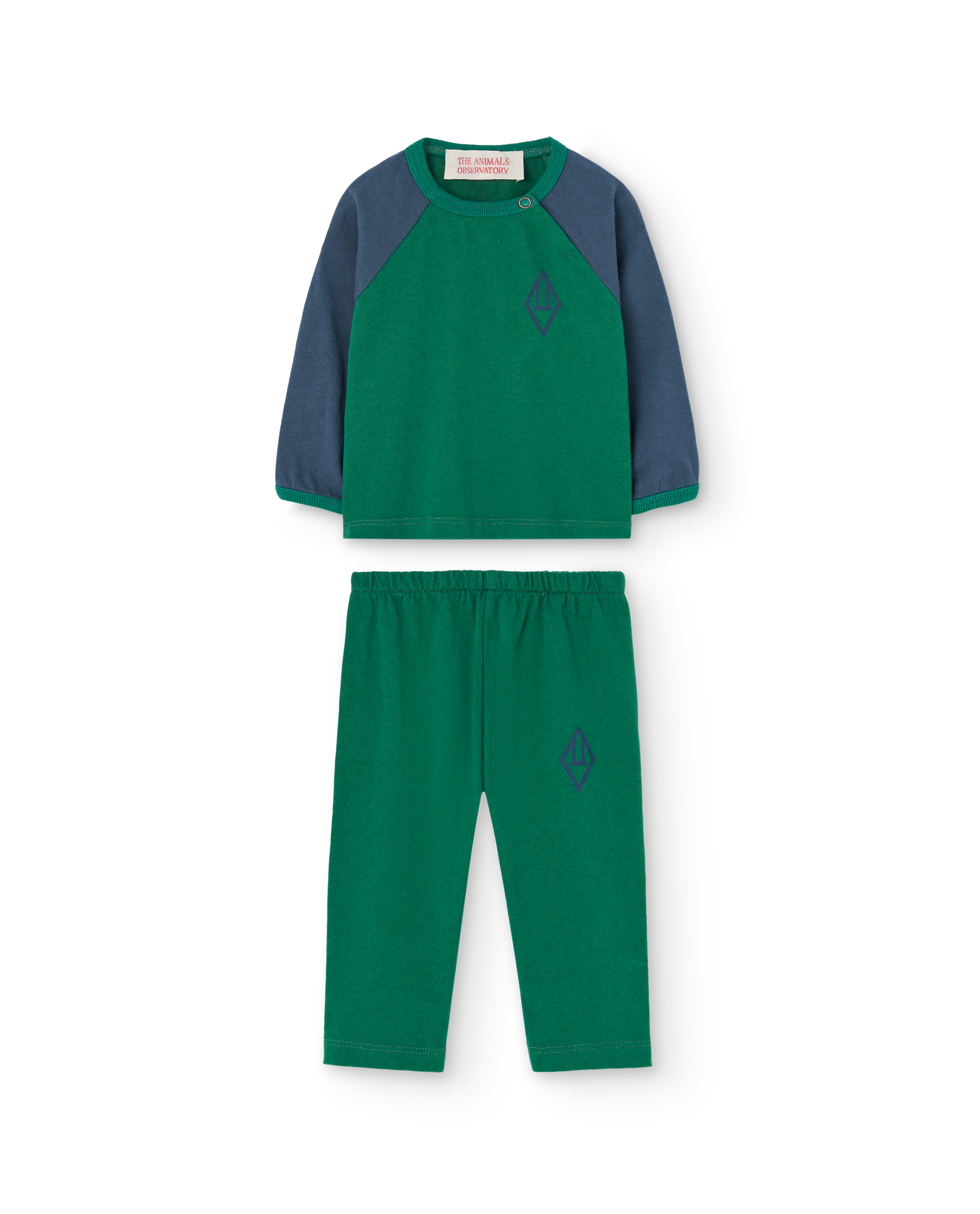 Green Bicolor Baby Two Piece Set PRODUCT FRONT