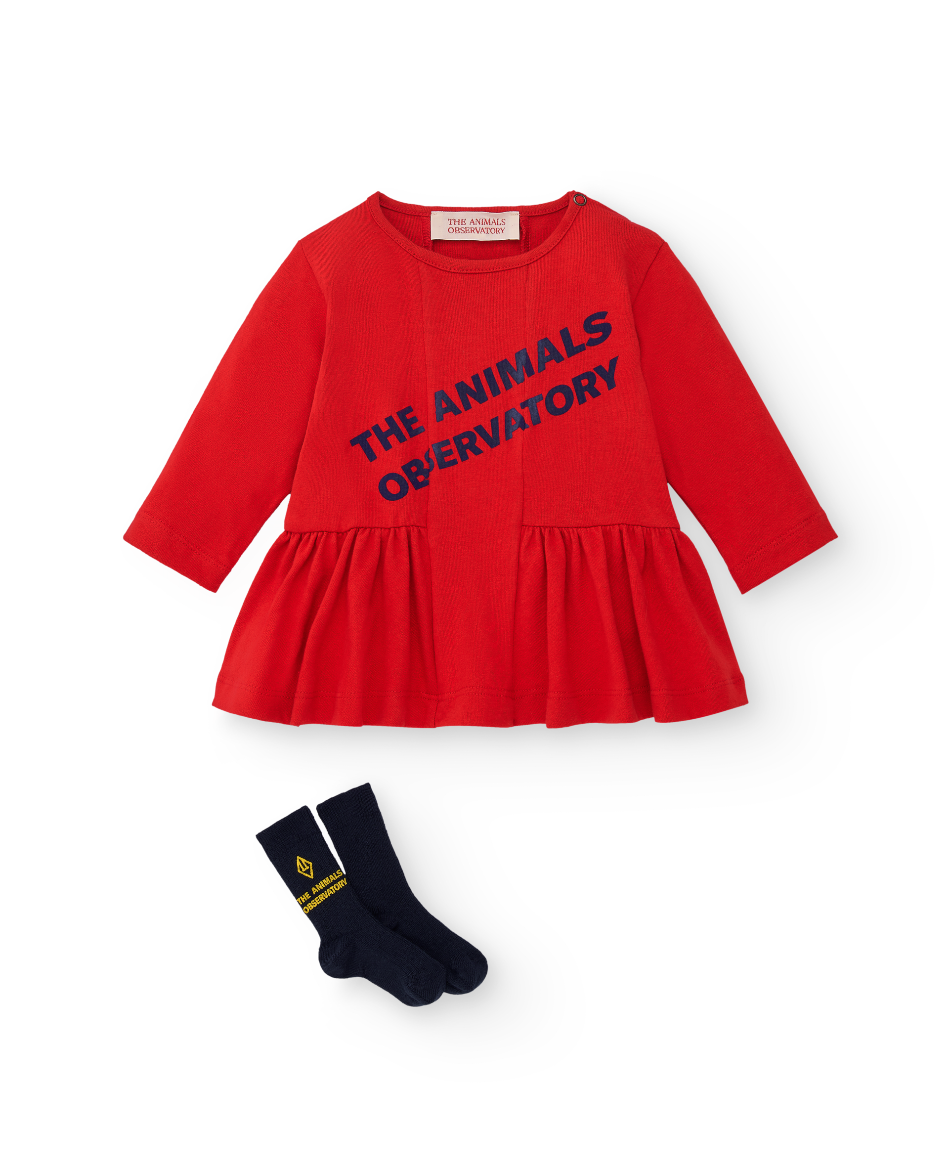 Red Wildebeest Baby Dress MODEL FRONT