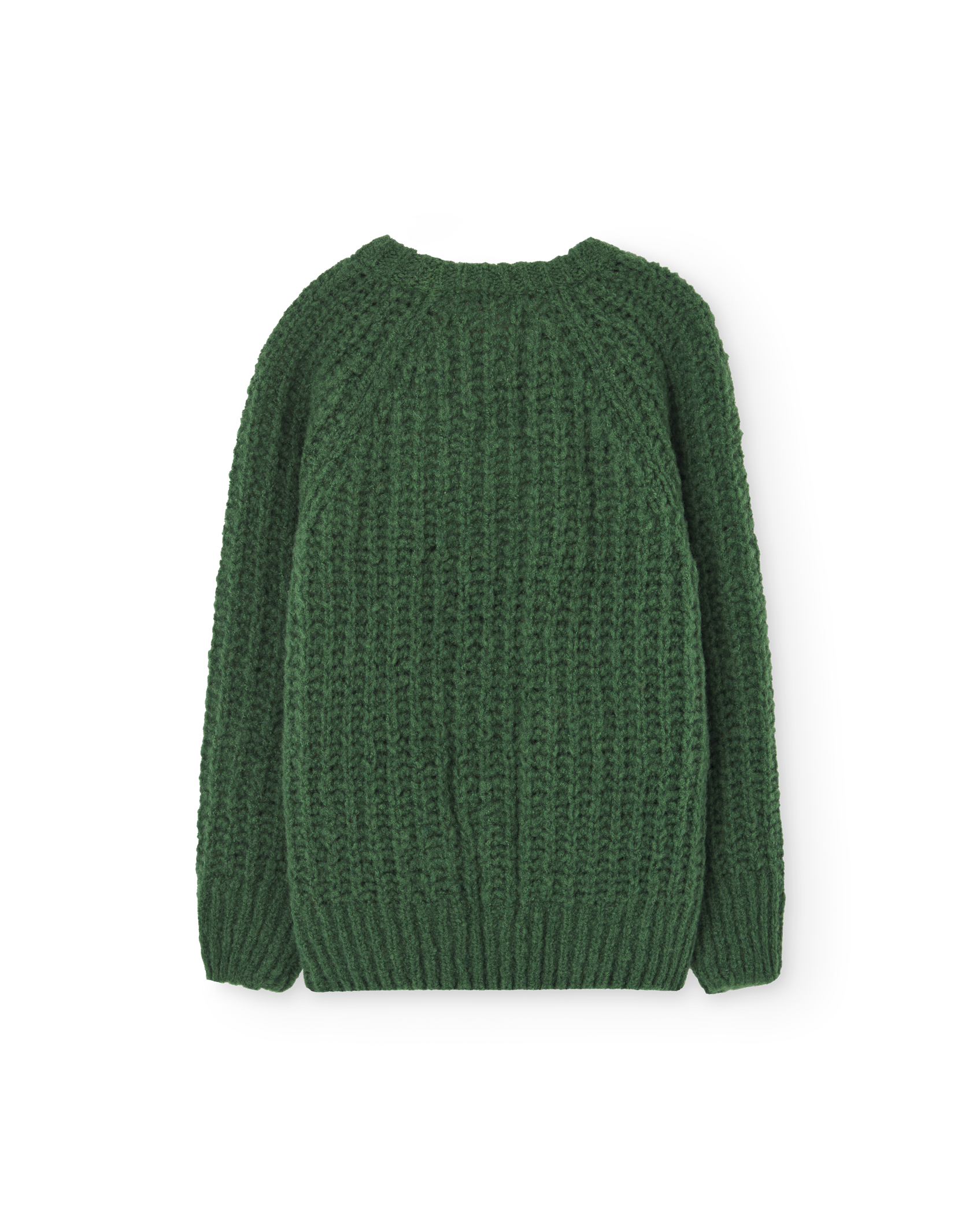 Dark Green Plain Bull Sweater PRODUCT BACK