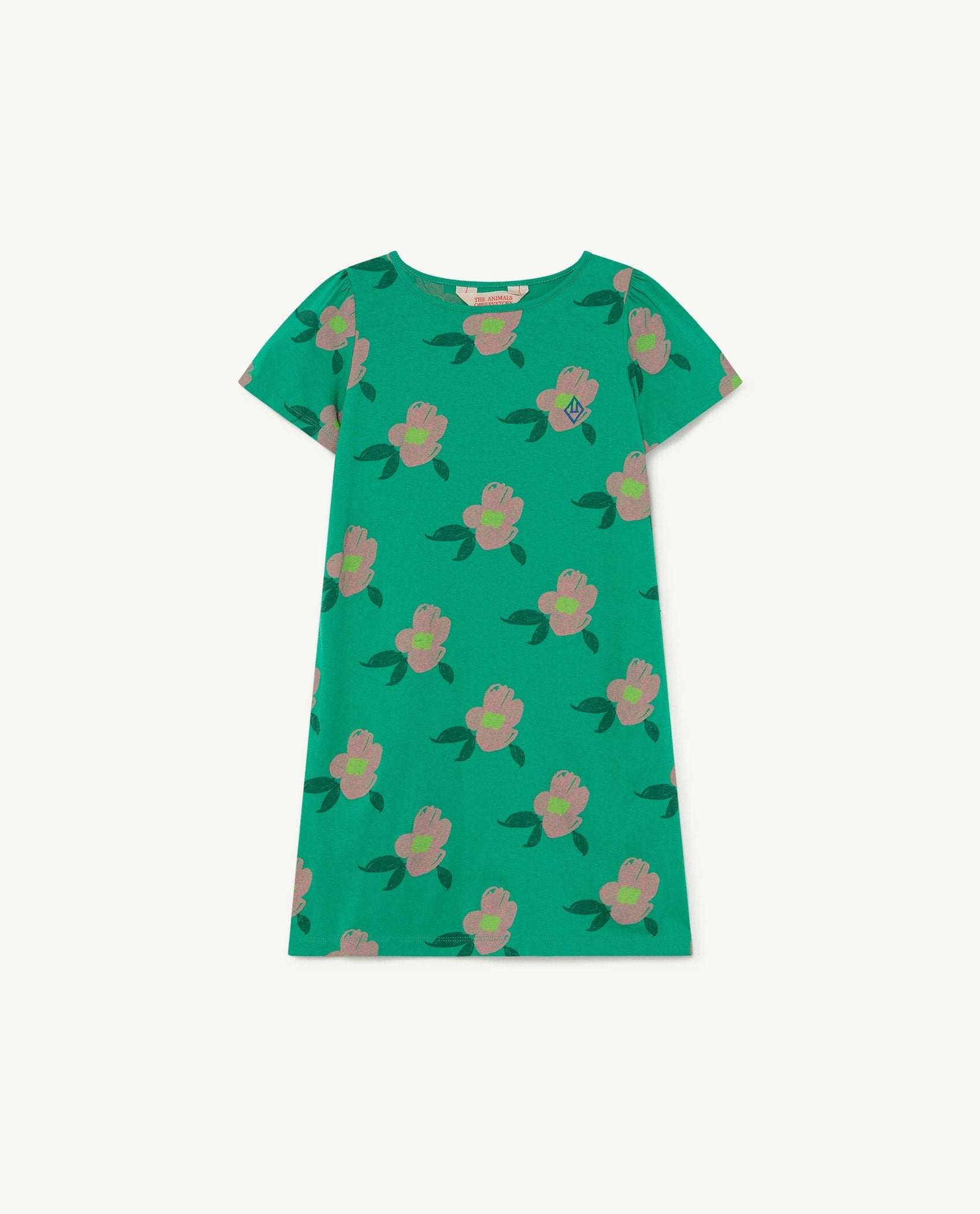 Green Flowers Flamingo Dress PRODUCT FRONT