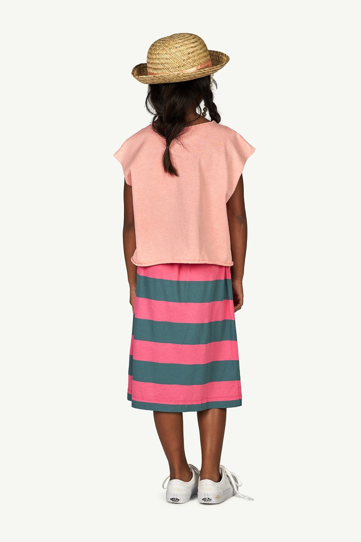 Pink Stripes Kitten Skirt MODEL BACK