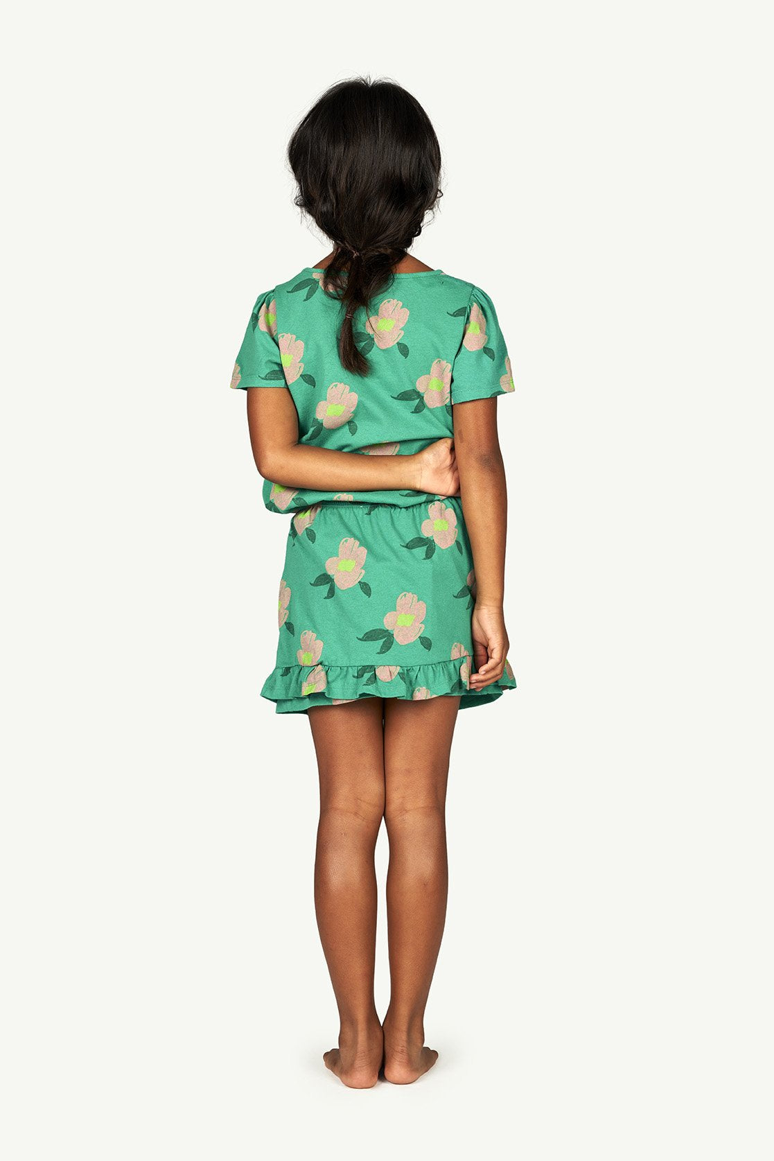 Green Flowers Ferret Skirt MODEL BACK