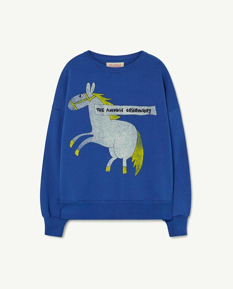 Deep Blue Horse Bear Oversize Sweatshirt COVER