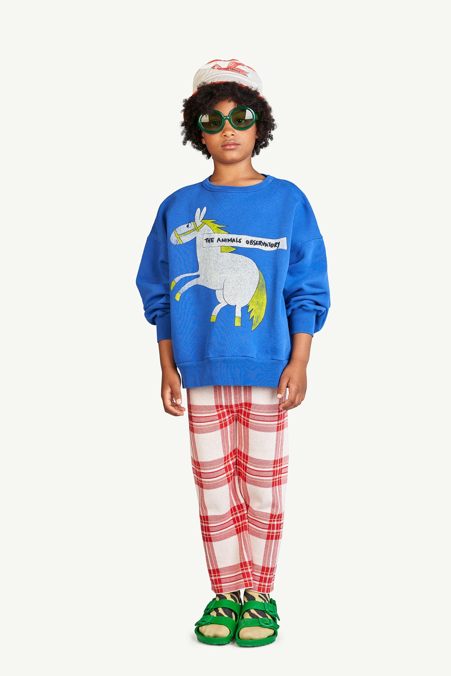 Deep Blue Horse Bear Oversize Sweatshirt MODEL FRONT