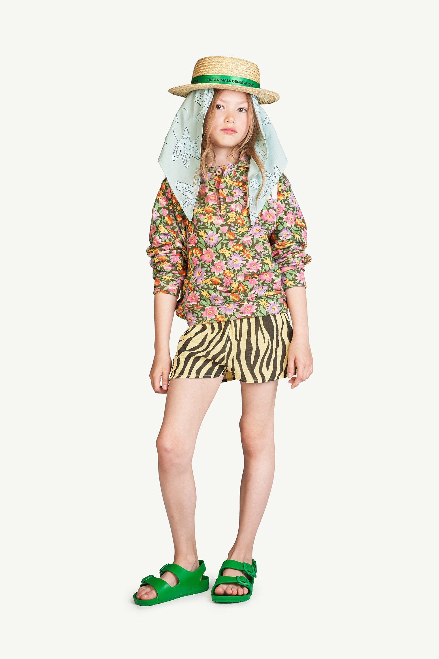 Beige Flowers Seahorse Sweatshirt MODEL FRONT