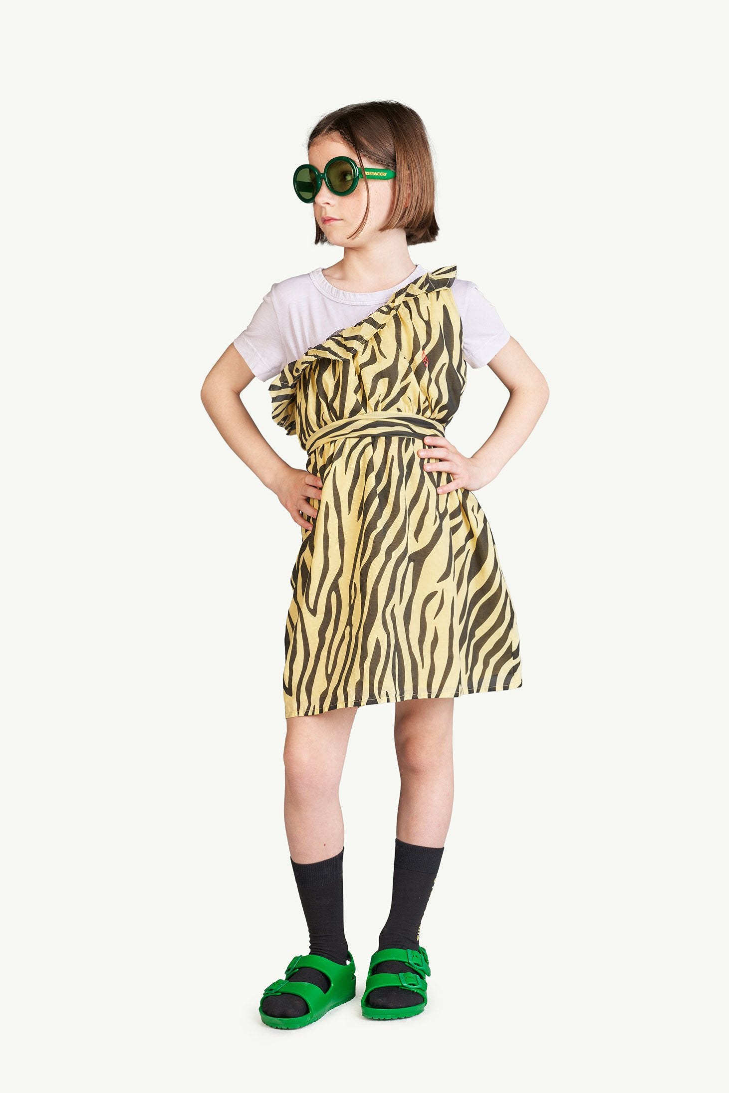 Yellow Zebra Weasel Dress MODEL FRONT