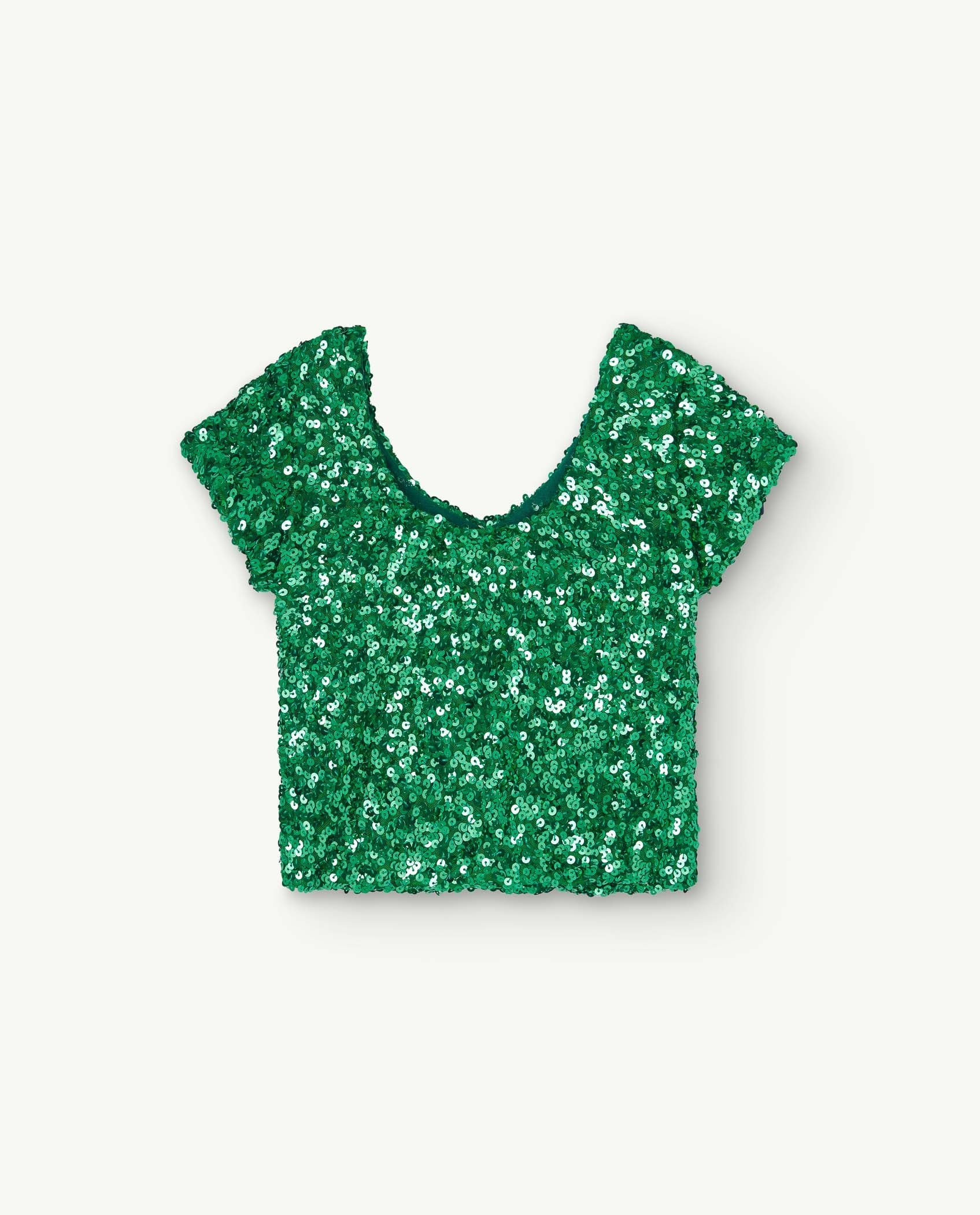 Green Sequins Crayfish Crop Top PRODUCT BACK