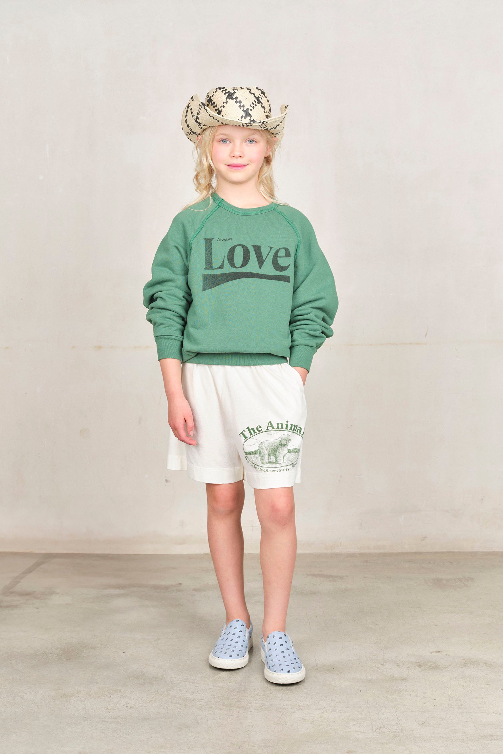 Green Love Shark Sweatshirt MODEL FRONT