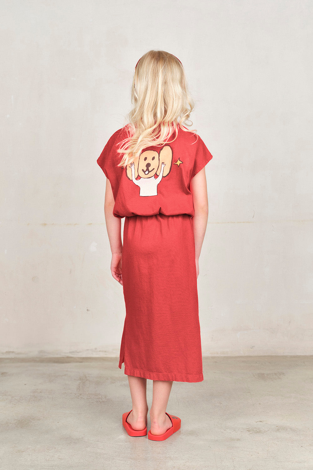 Red Orca Midi Dress MODEL BACK