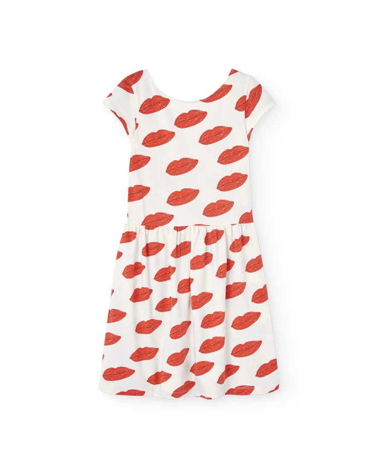 White Kissing Flamingo Midi Dress COVER