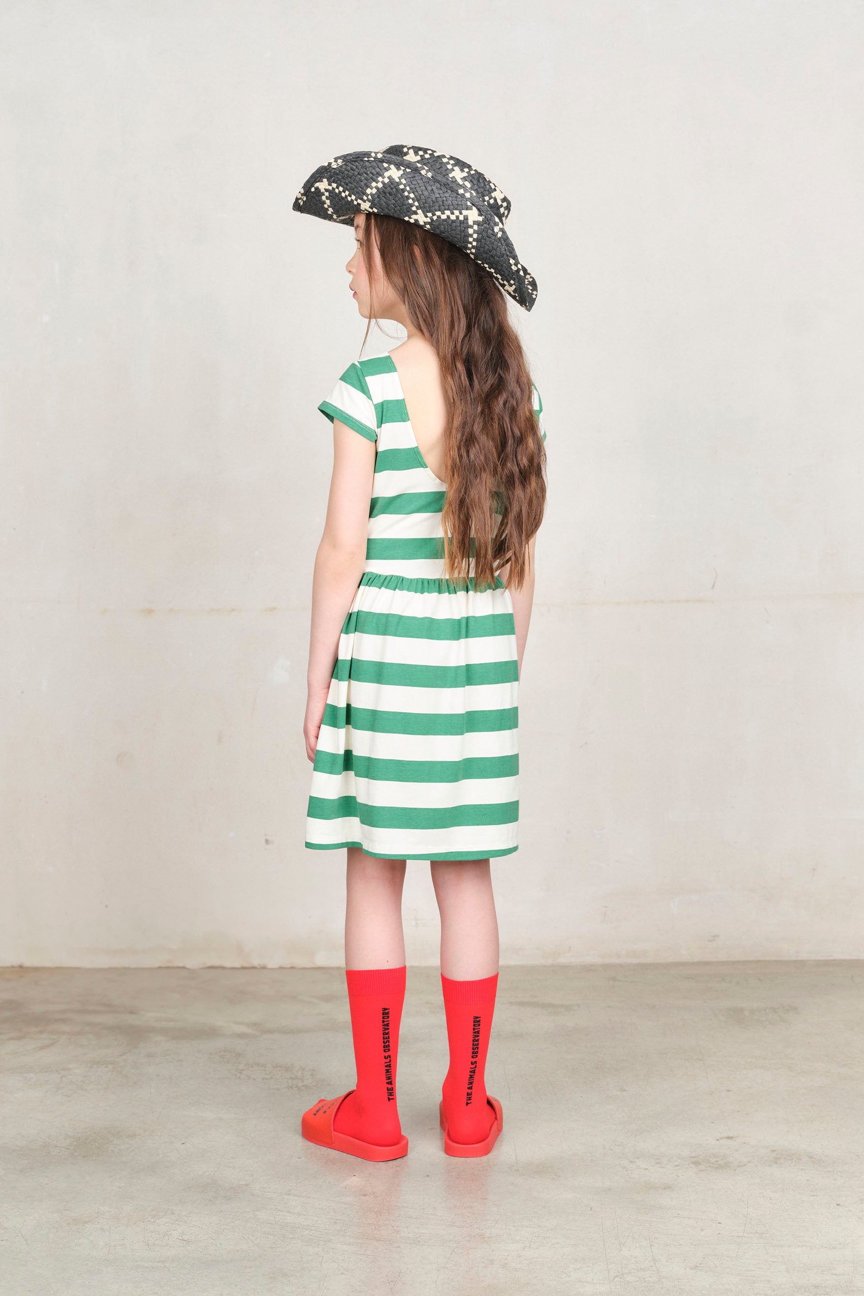 White Sailor Flamingo Midi Dress MODEL BACK