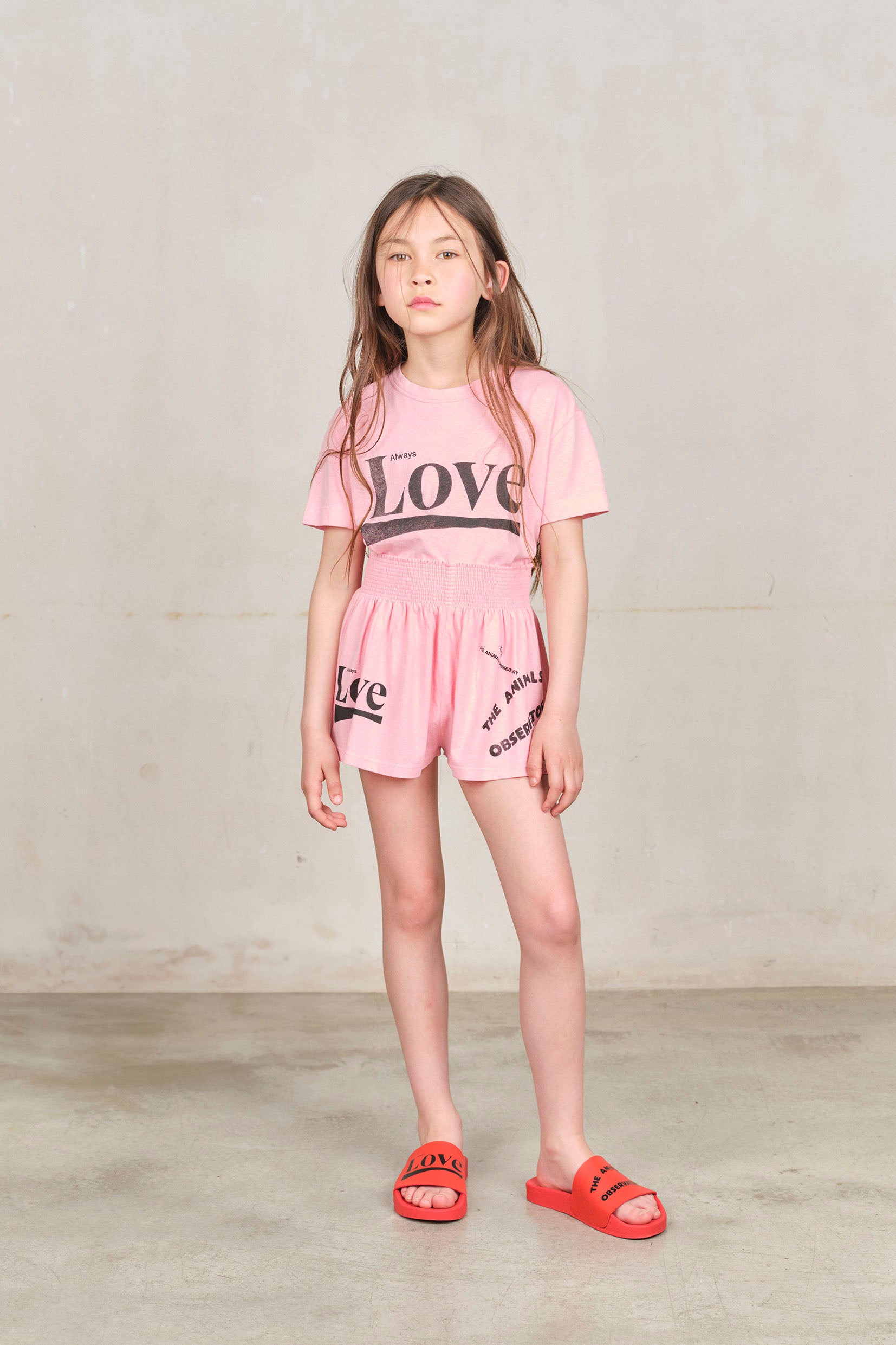 Pink Love Ostrich Shorts MODEL FRONT