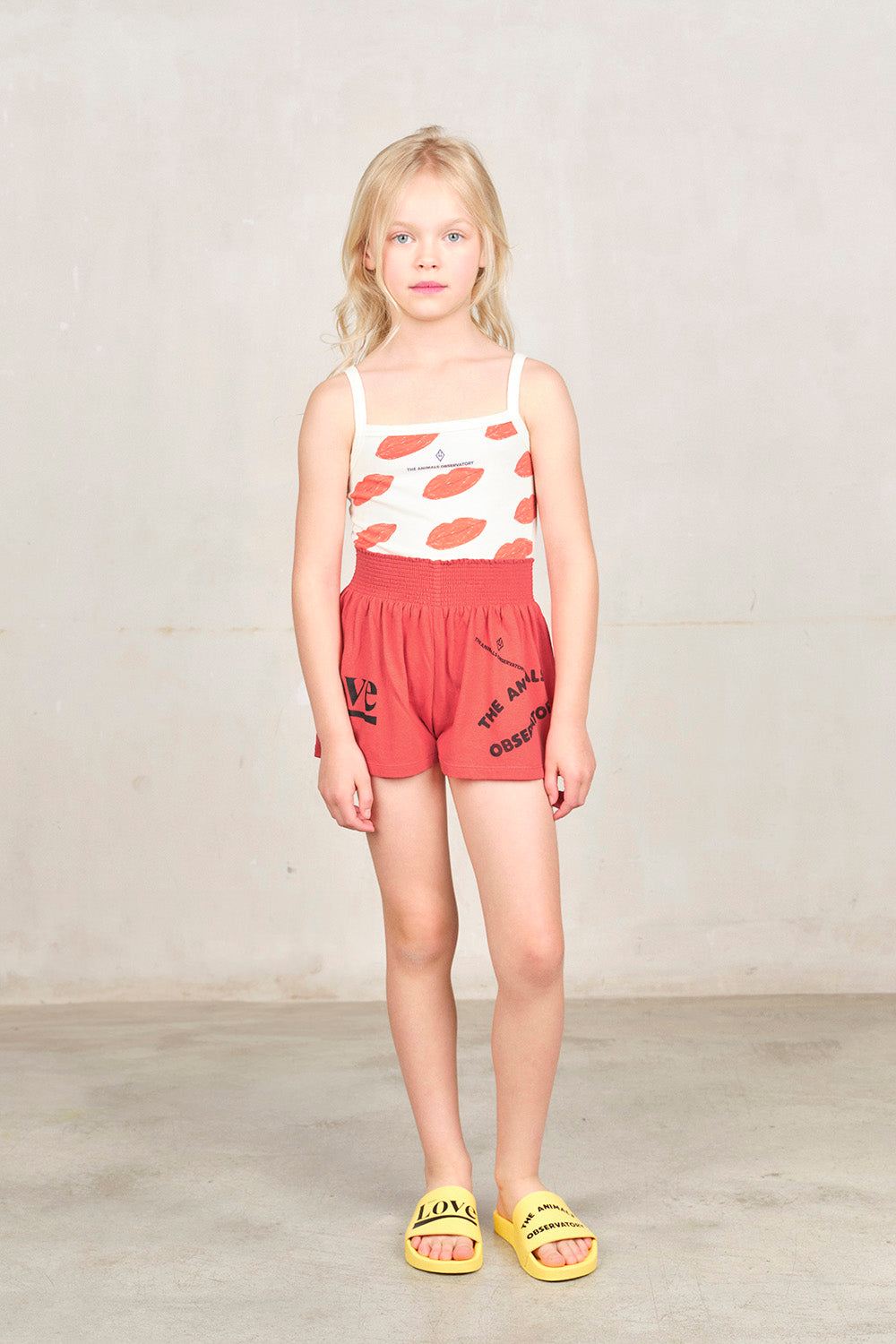 Red Love Ostrich Shorts MODEL FRONT