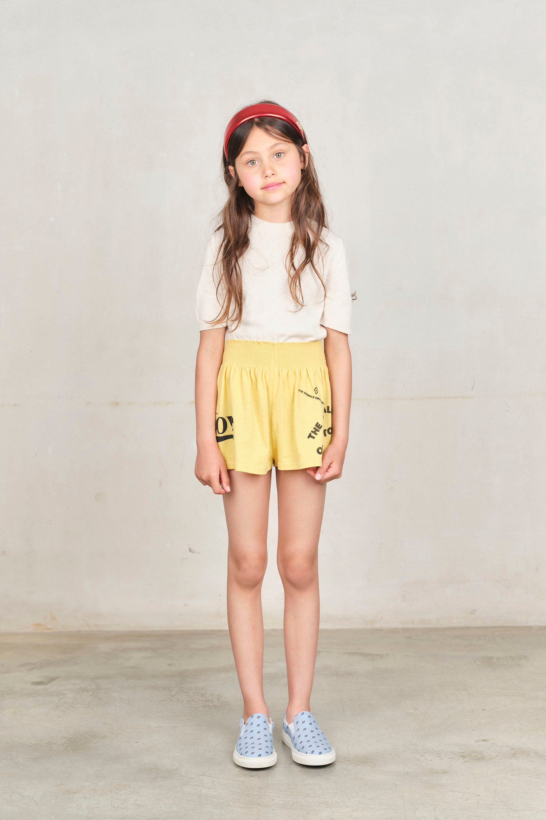 Yellow Love Ostrich Shorts MODEL FRONT